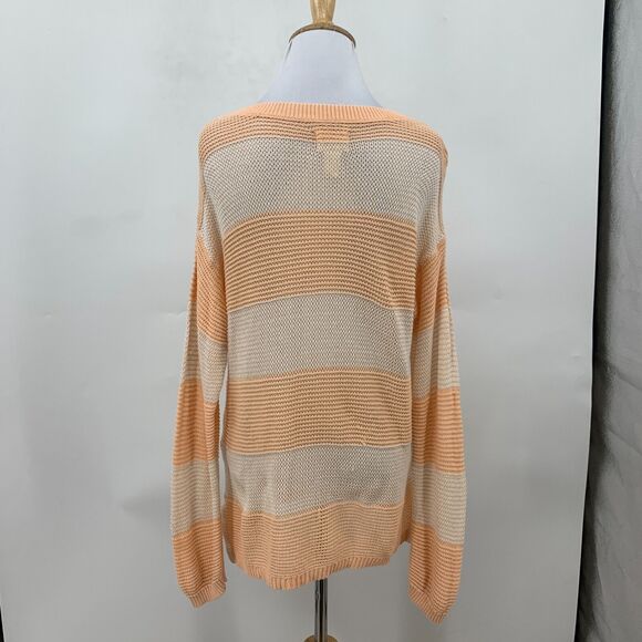 Levis Pullover Sweater Womens L Creamsicle Scoop Neck Ribbed Open Stitch Knit - Picture 6 of 13